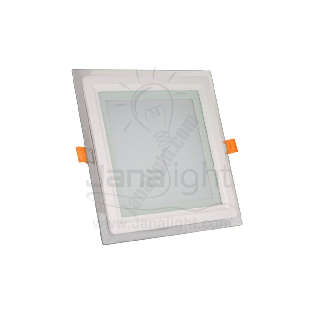 سبوت بانيل زجاجي 18 وات مربع ابيض square warm 18 watt glass spot panel light